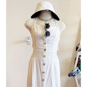 {Boutique} NWT White Button Front Midi Dress